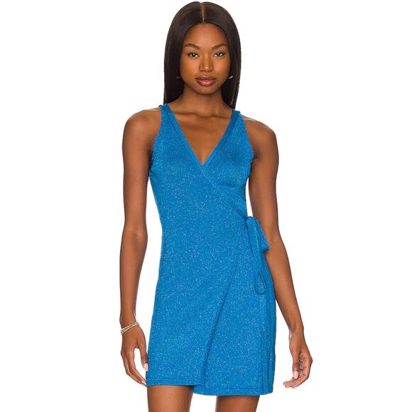 Lovers and Friends Wrap Up Sweater Dress in Blue NWOT Size Small - Picture 1 of 4